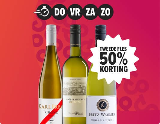 Duitse en Oostenrijkse wijn weekenddeal tweede fles 50% korting